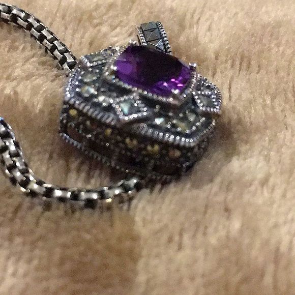 JUDITH JACK Amethyst Marcasite Sterling Necklace - Picture 10 of 16